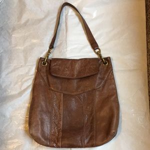 Foley + Corinna Distressed Leather Brass Accent Shoulder Bag